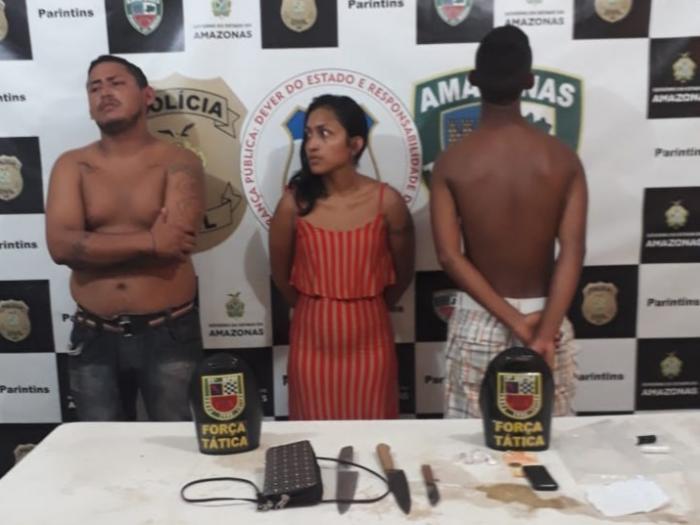 Policia Militar prende trio acusado de tráfico de drogas e recupera veículo roubado em Parintins