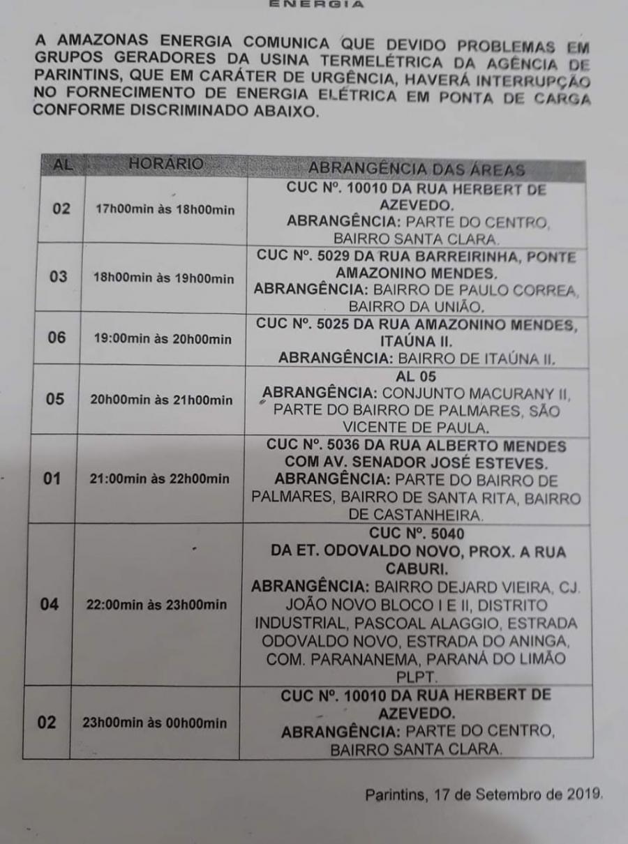 Amazonas Energia irrita consumidores em Parintins anunciando mais uma noite de racionamento Amazonas Energia irrita consumidores em Parintins anunciando mais uma noite de racionamento