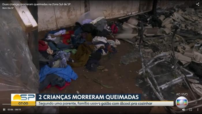 Duas crianças morrem após incêndio atingir barraco na Zona Sul de SP