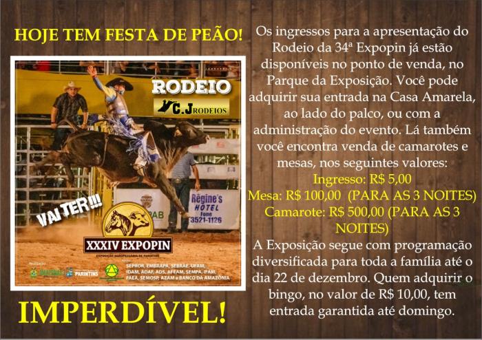 Mesmo com apoio do Estado e Prefeitura, Expopin cobra ingresso para rodeio 
