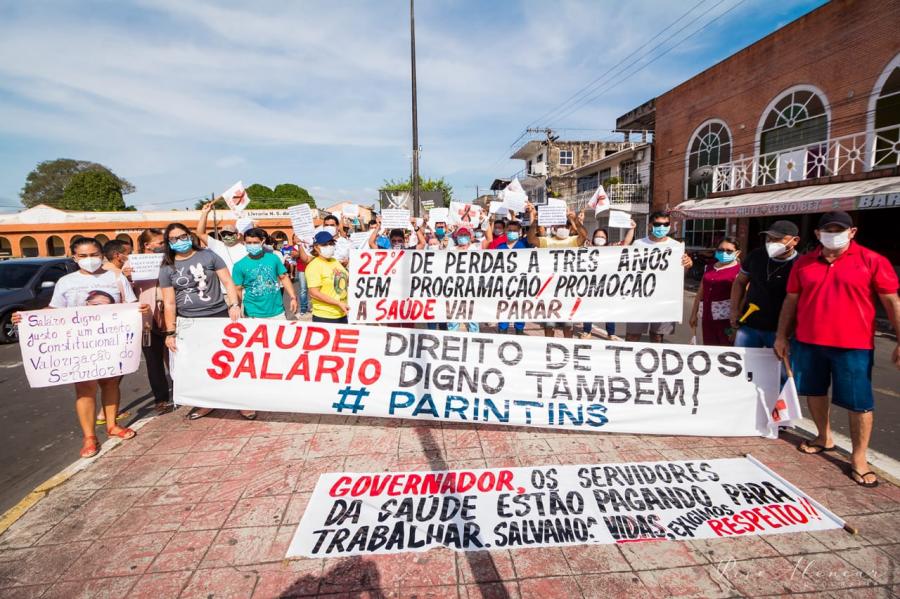 Trabalhadores da saúde do Estado promovem novo buzinaço por direitos em Parintins