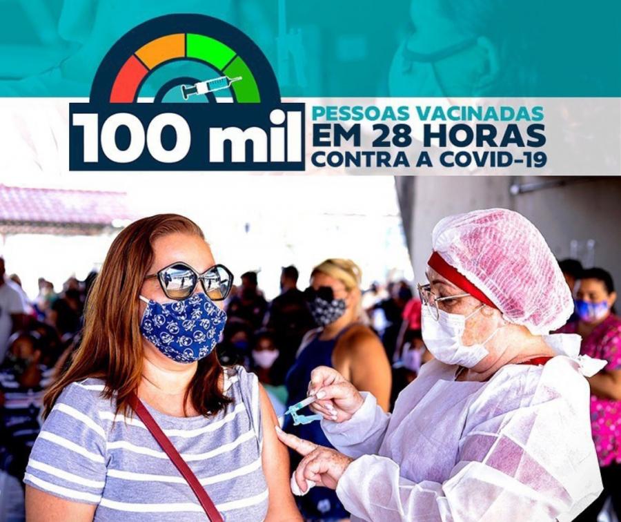Prefeitura de Manaus anuncia que Vacinação chega a marca de cem mil pessoas neste domingo