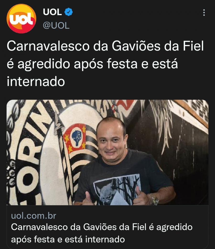 Tentativa de homicídio a carnavalesco da Gaviões da Fiel chega a mídia nacional