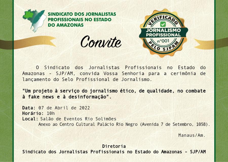 Sindicato de Jornalistas AM lança Selo de Jornalismo Profissional 
