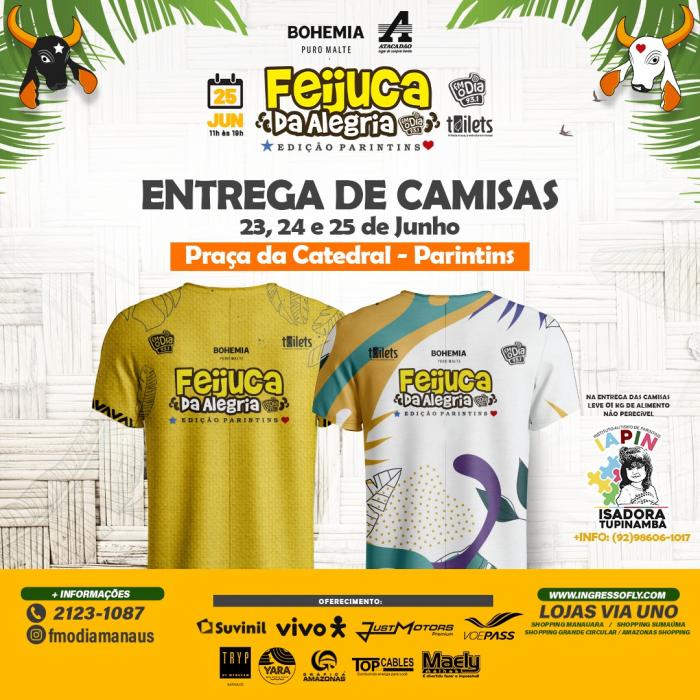 Camisas da Feijuca da Alegria serão entregues a partir do dia 23 de junho