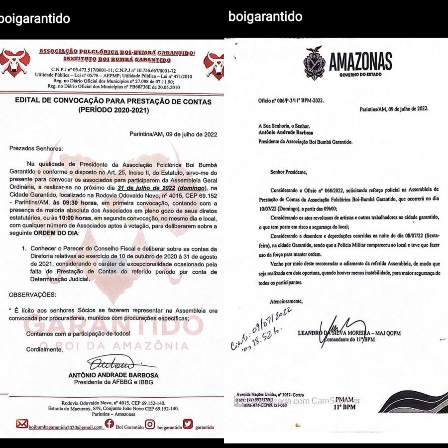 GOLPE: Presidente do Garantido tenta mudar prestação de contas, mas reunião está confirmada