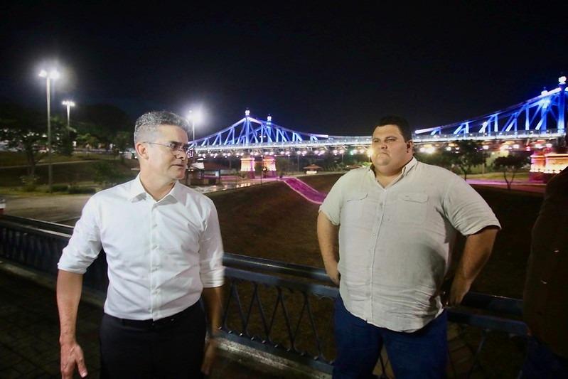 David Almeida vistoria nova iluminação especial da ponte Benjamin Constant