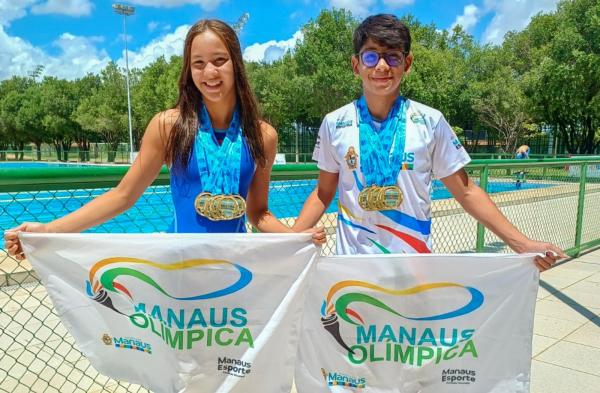 MANAUS OLÍMPICA: Dupla conquista 16 medalhas no Meeting Internacional das Fronteiras Norte de natação