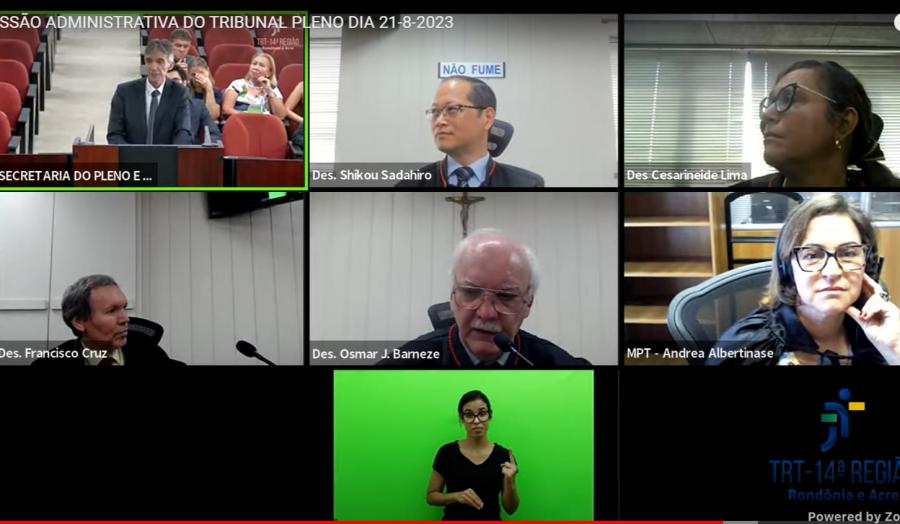 Juiz do TRT-14 Afrânio Gonçalves se aposenta e desembargadores se emocionam durante sessão 