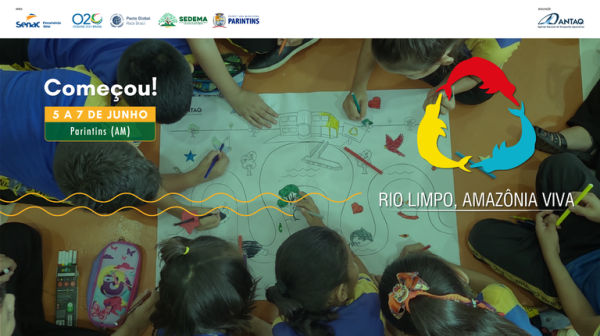 Ação interativa com alunos de Parintins abre o primeiro dia do Rio Limpo, Amazônia Viva