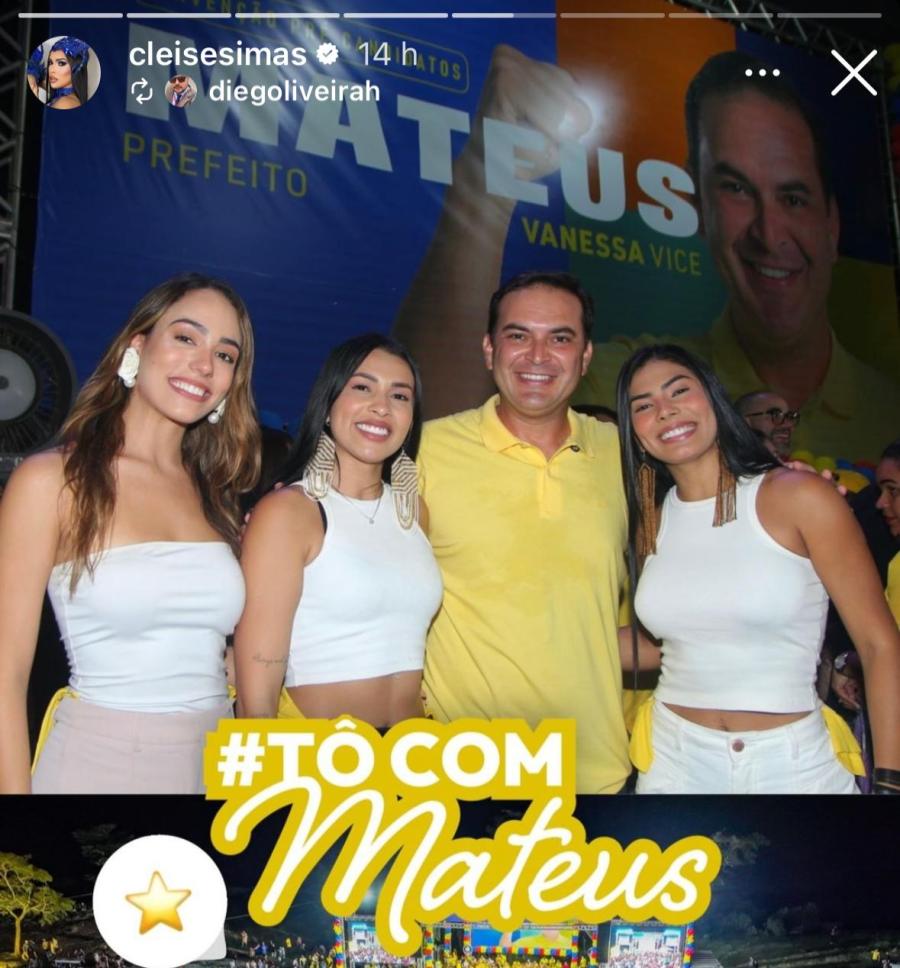 Marciele, Cleise e Valentina apoiam Mateus Assayag, em Parintins