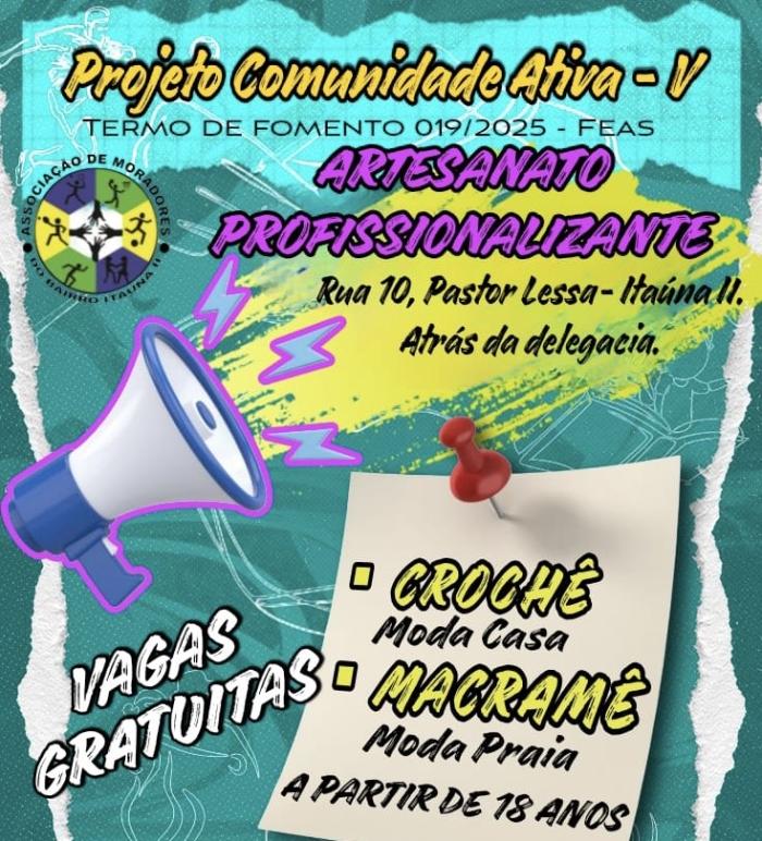 Comunidade de Itaúna 2 recebe oficinas gratuitas de reforço escolar, esportes e artesanato Comunidade de Itaúna 2 recebe oficinas gratuitas de reforço escolar, esportes e artesanato