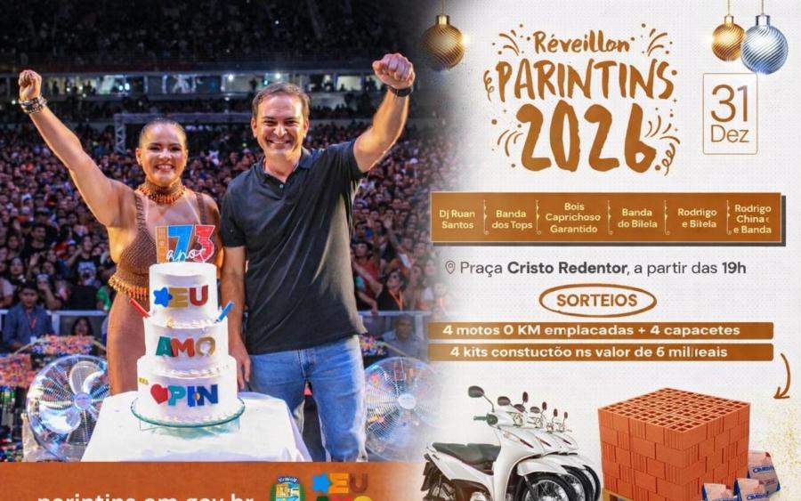 Réveillon de Parintins 2026 celebra um ano novo com shows e grandes sorteios