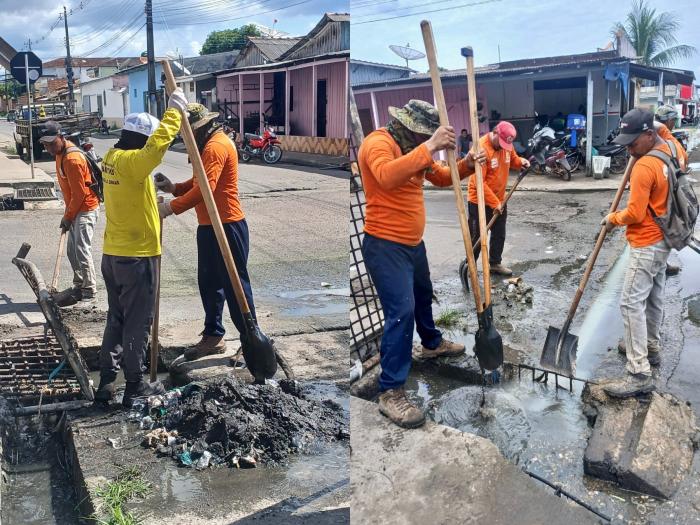 Prefeitura de Parintins intensifica limpeza de bueiros para prevenir alagamentos na cidade