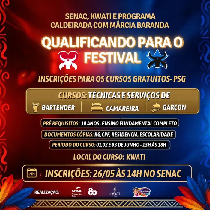 Márcia Baranda, Senac e Kwati Club abrem 90 vagas gratuitas para qualificação em Parintins