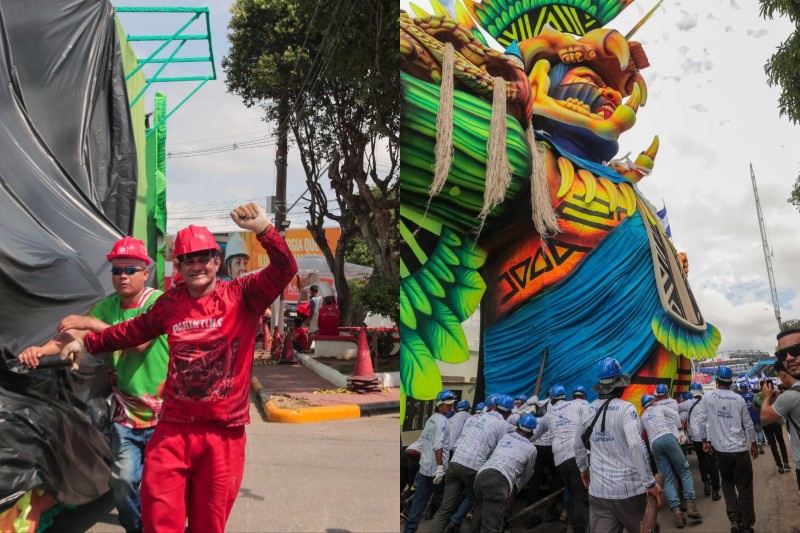 Caprichoso e Garantido aceleram translado das alegorias para o Festival de Parintins
