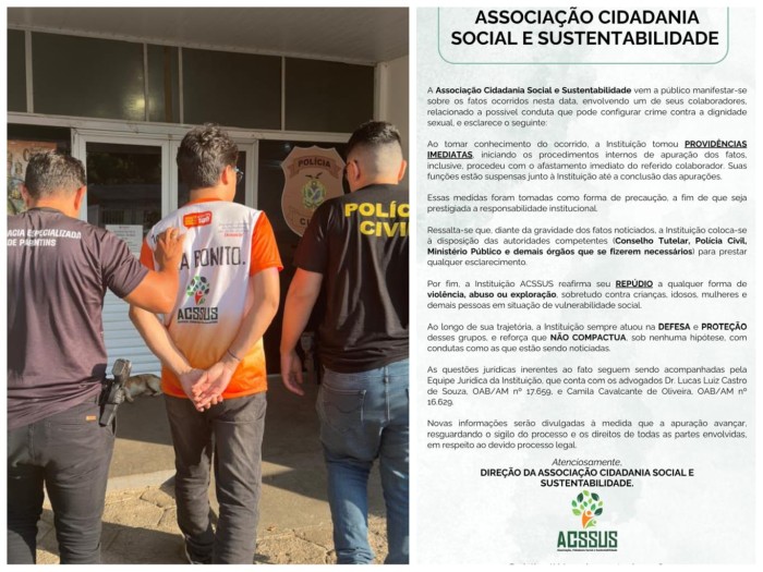 Associação afasta colaborador preso em Parintins após prisão por estupro