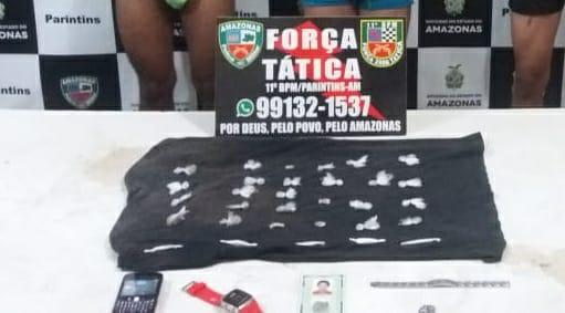 Força Tática de Parintins detém três suspeitos com 31 porções de entorpecentes 
